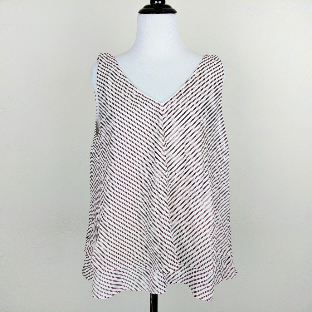 Loft Tank Top Striped Layered Red White Spring Summer Boho NWT